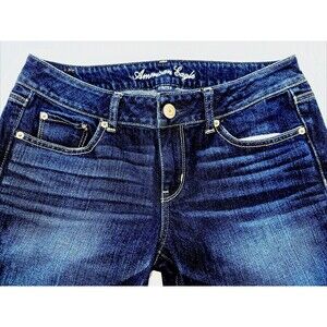 American Eagle 🦅 Jeans Sz 10 Long Mid Rise Straight Stretch AEO AE Dark